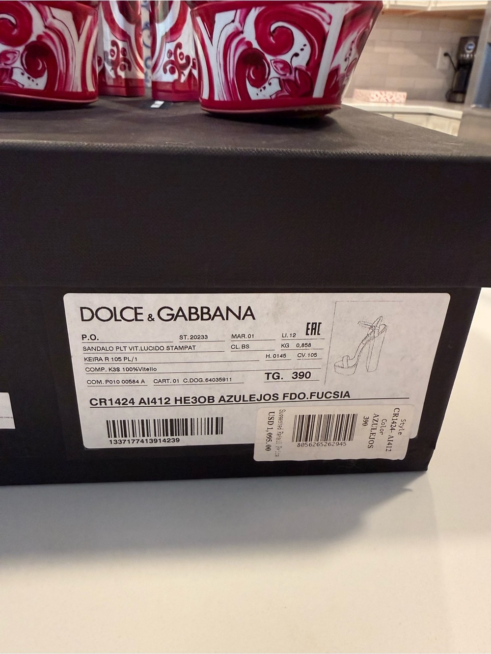Dolce & Gabbana Pink and White Baroque Platform Sandals - Picture 6 of 6